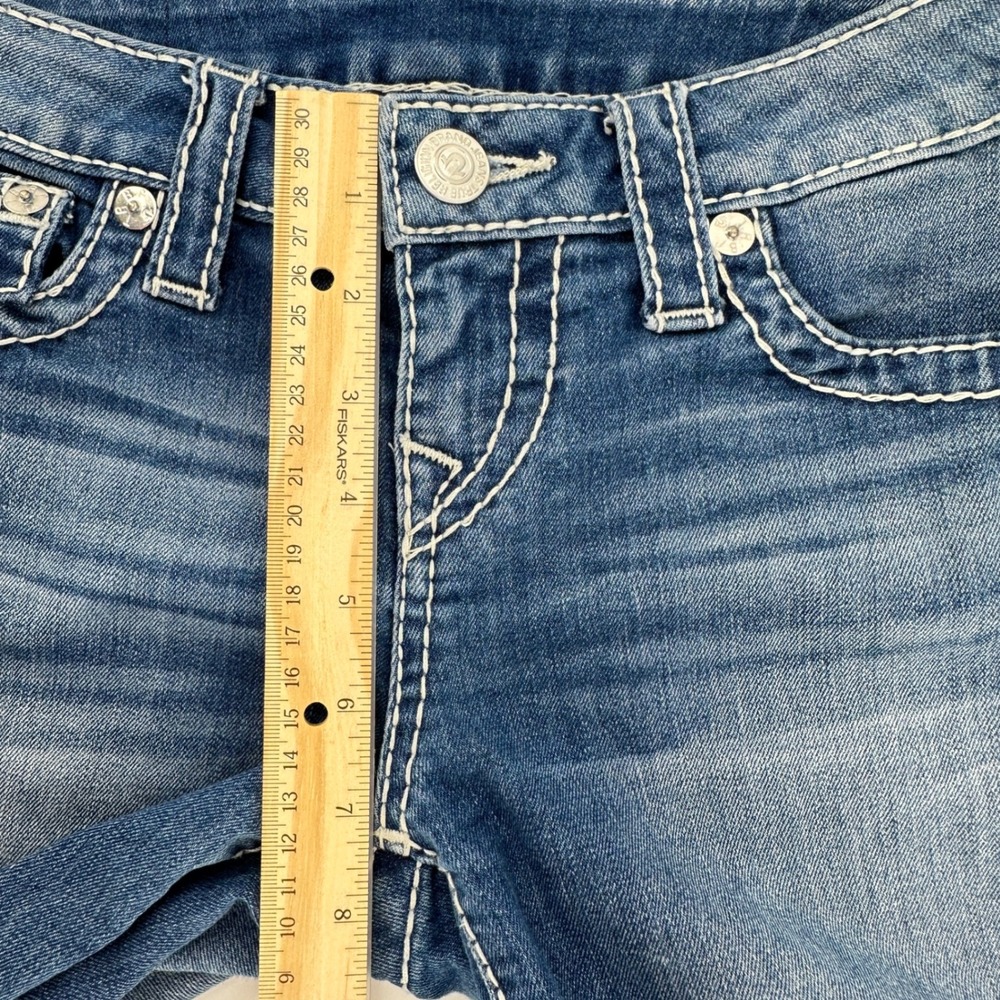 True Religion Womens Mid Cut Off‎ Denim Shorts Size 26 Frayed Hem Y2K - Picture 10 of 11